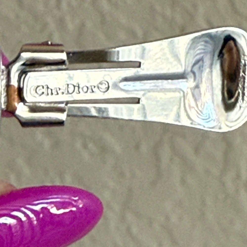 Dior Oval Opalescent and Silver Earrings - Picture 2 of 6